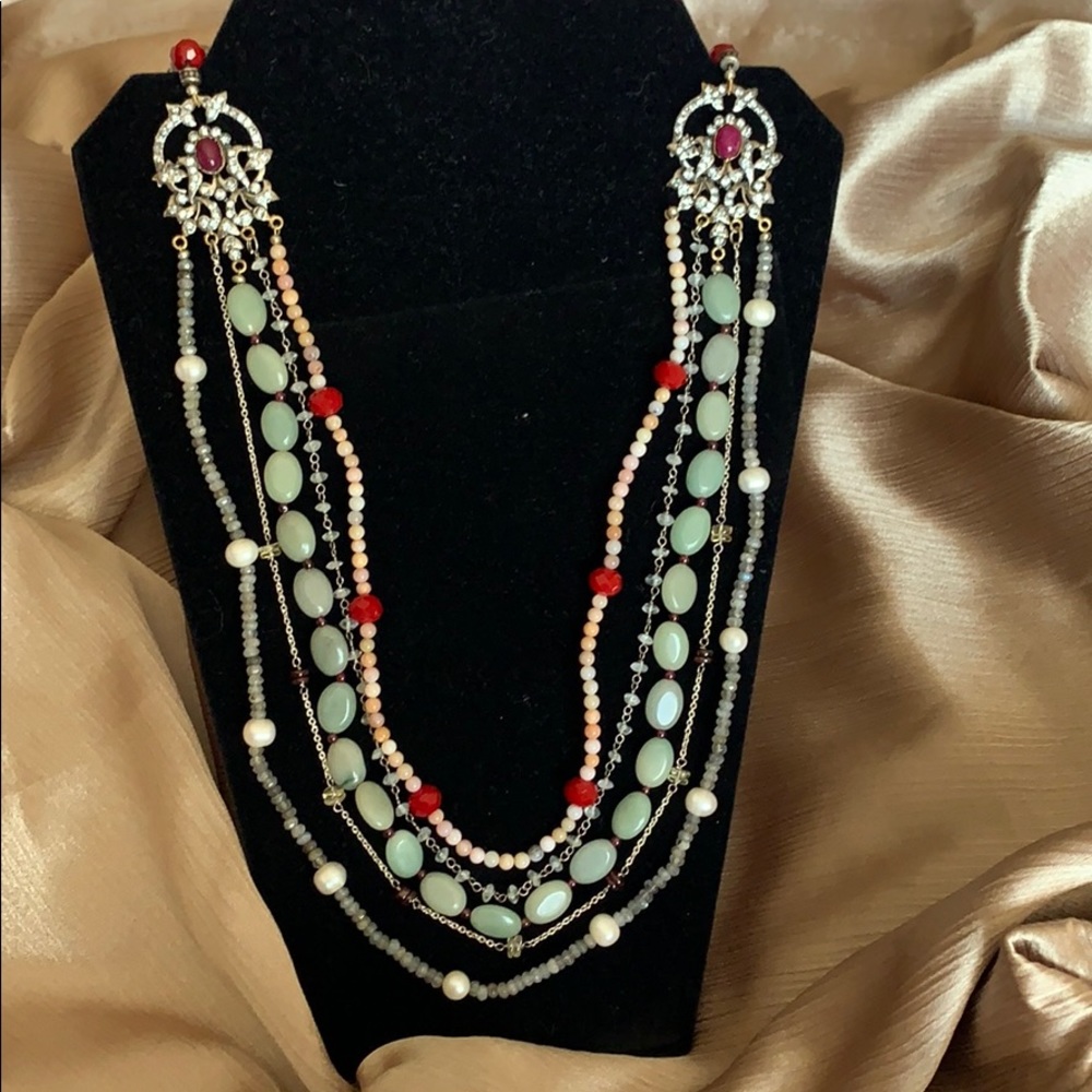 Vintage multi layered necklace and earrings